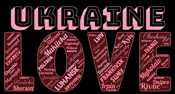 'UKRAINE' ın AŞK 'şehirlerinin kelime bulutu