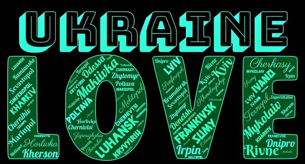 'UKRAINE' ın AŞK 'şehirlerinin kelime bulutu
