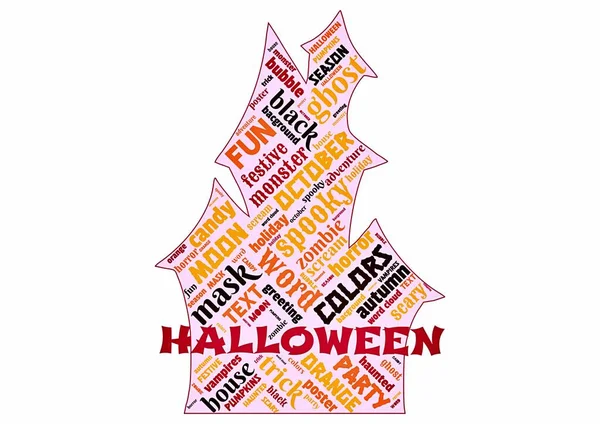 Nuage Mots Halloween Heureux Vacances Comme Arrière Plan — Photo