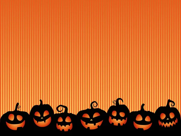 Feliz Banner Halloween Com Abóboras Laranja Engraçado Cortar Silhuetas Fundo — Vetor de Stock