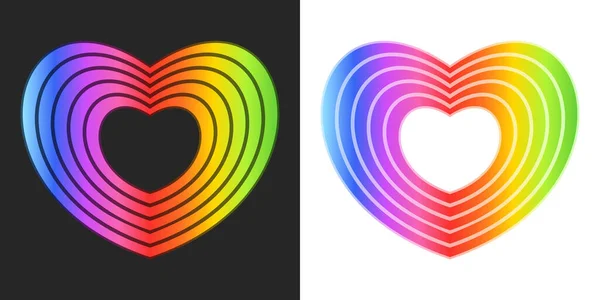 Cuore Arcobaleno Isolato Sfondo Bianco Nero Bandiera Del Mese Dell — Vettoriale Stock