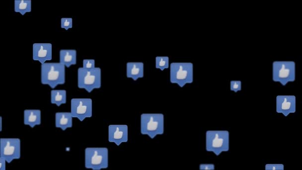Loop Animazione Social Media Pollice Icone Che Alzano Sfondo Nero — Video Stock