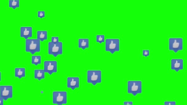 社交媒体的循环动画用Bokeh在绿色屏幕上竖起图标 3D指尖手势动作图形适合喜欢 社区的概念 — 图库视频影像