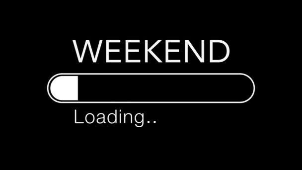 Weekend Loading Bar Loop Animation Isolated Black Background Holidays Weekend — Stock Video
