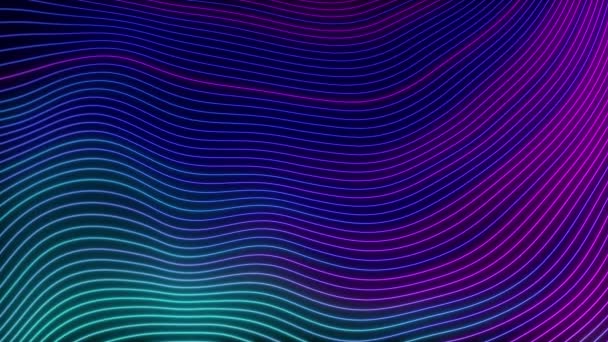 Fluo Ondulé Lignes Motif Animation Transparente Sur Fond Noir Graphiques — Video