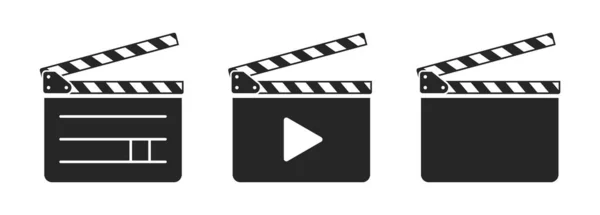 简单的平板或电影板片矢量图标收集隔离在白色背景 电影业或录像制作设备 — 图库矢量图片#