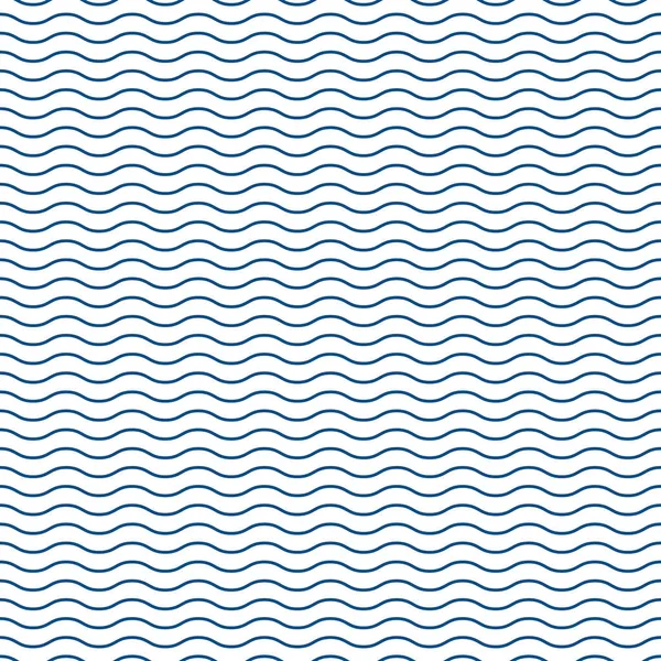 白の背景に隔離された青い水平シームレスな波線パターン ベクターイラスト — ストックベクタ