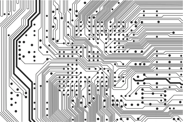 白色の背景に絶縁されたフラットマイクロエレクトロニクス回路基板ベクトル図 現代のデジタル技術 コンピュータ マザーボード ハイテク技術の抽象的な幾何学的テクスチャ — ストックベクタ