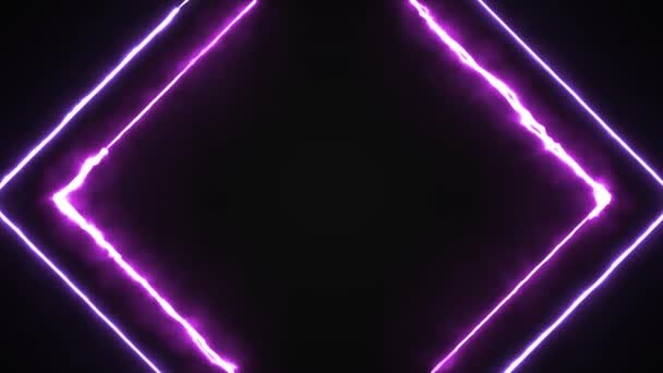 Animated Pink Magenta Neon Glowing Rhombus Frames Background Bright Vibrant — Stockvideo