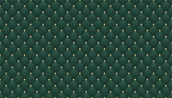 Groen Luxe Chesterfield Capitone Lederen Textuur Meubilair Naadloos Patroon Rhombs — Stockvector