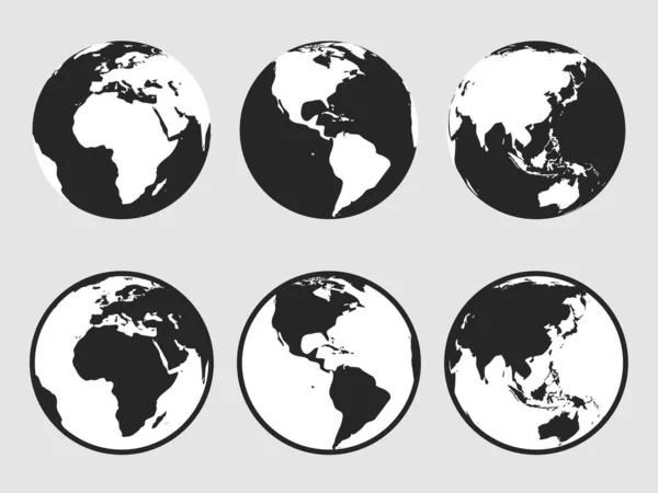 Ρεαλιστική Απλή Απεικόνιση Χάρτη Γκρι Κόσμο Σχήμα Υδρόγειο Απομονωμένο Στο — Διανυσματικό Αρχείο