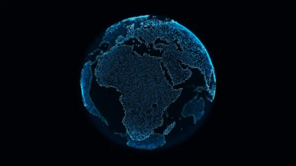 Planète Terre Numérique Pointillés Isolée Sur Fond Noir Apte Composition — Photo