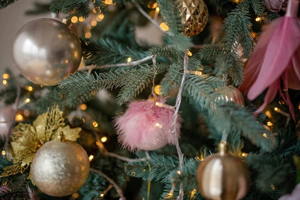 Stock image Christmas tree festively decorated with balls  