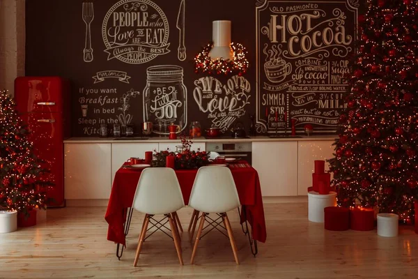 Karácsonyi Vacsorára Felszolgált Asztal — Stock Fotó