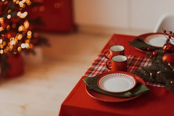 Tisch Zum Weihnachtsessen — Stockfoto