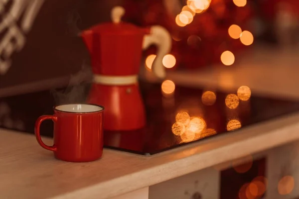 Geysir Kaffeemaschine Auf Herd — Stockfoto