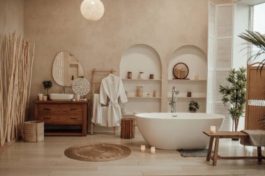 İskandinav tarzı tuvaletin içi.