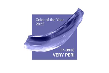 2022 yılının çok peri rengi. Moda konsepti. Beyaz arkaplanda soyut Violet akrilik fırça darbesi izi