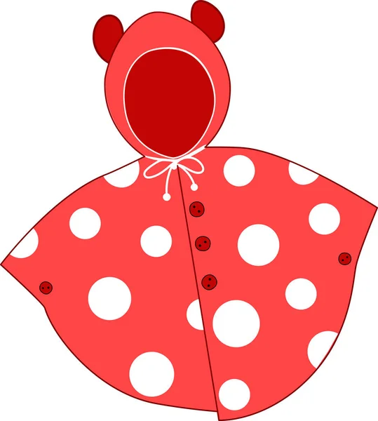 Children Red Raincoat White Polka Dots Vector Drawing — Stockfoto