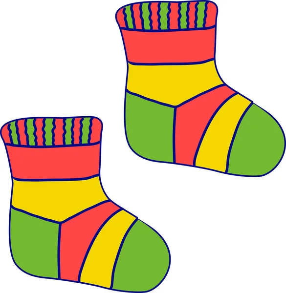Dětské Pestrobarevné Ponožky Výkres Vektoru — Stock fotografie