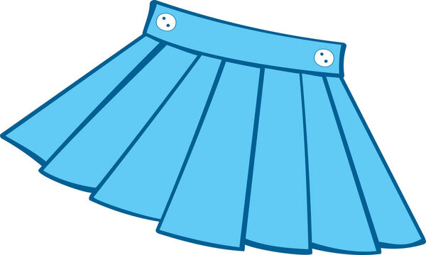 Children's blue skirt for a girl. Vector drawing.