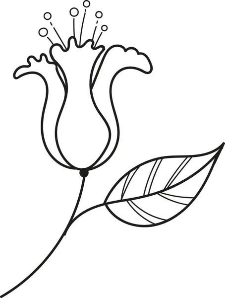 Контурный рисунок цветка с листьями. Векторные иллюстрации легко редактировать. — стоковый вектор