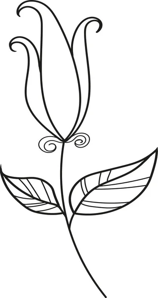 Contour drawing of a flower with leaves. Vector illustrations are easy to edit. — Stockvektor
