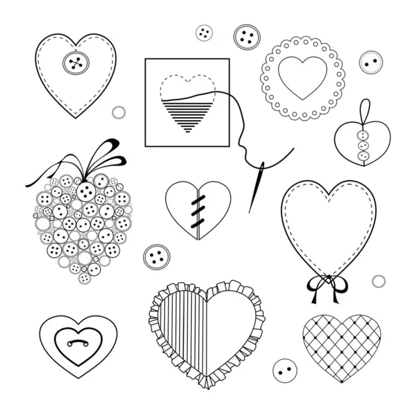 Vector Set Images Romantic Hearts Valentine Day — Vettoriale Stock