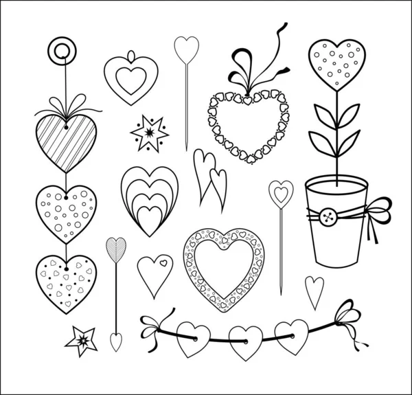 Vector Set Images Romantic Hearts Valentine Day — Vector de stock