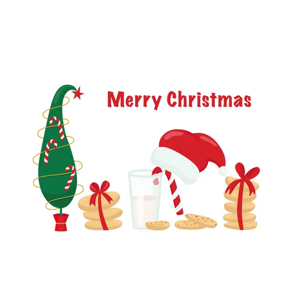 Cookies Santa Claus Clip Art Set Christmas Illustration Sweets Vector — Stock Vector