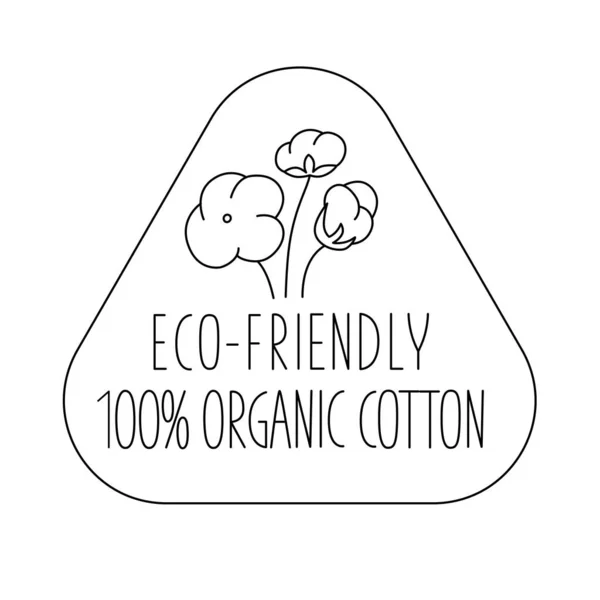 Signo ecológico de algodón orgánico de etiquetas ecológicas y naturales para envases de impresión de productos biodegradables y sostenibles. Ilustración de stock vectorial aislada sobre fondo blanco para etiqueta. EPS10 — Archivo Imágenes Vectoriales