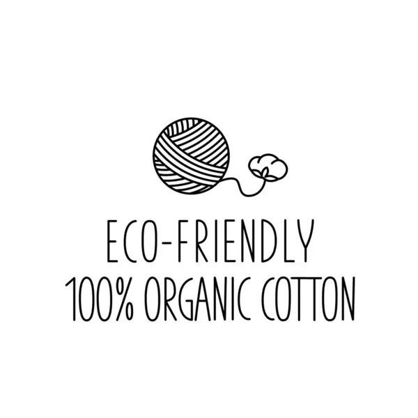 Eco-friendly organic cotton sign of eco friendly, natural labels for print packaging biodegradable, sustainable products. Vector stock illustration isolated on white background for tag. EPS10 — Stock Vector