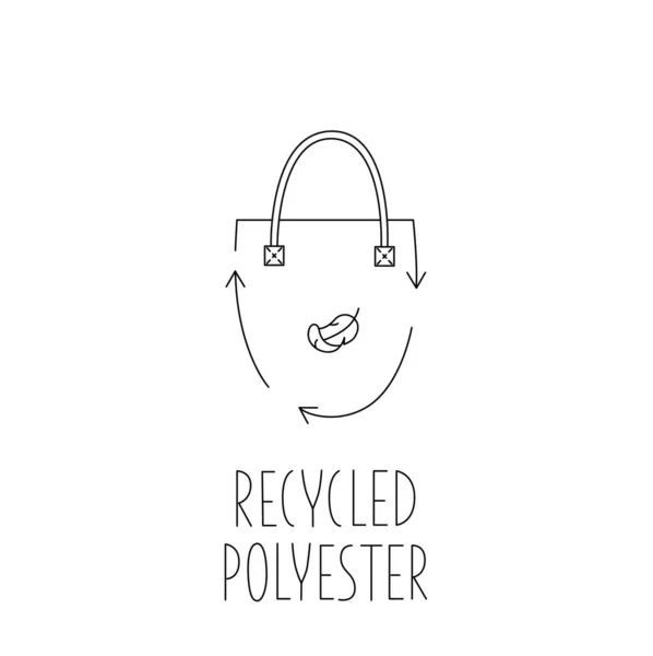 Gemaakt van 100 gerecycled polyester - concept voor duurzame shopper tas, milieuvriendelijke stof, kleding verpakking. Vector stock illustratie geïsoleerd op witte achtergrond voor design label set. EPS10 — Stockvector