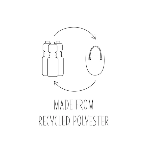 Fabriqué à partir de 100 polyester recyclé concept pour sac à provisions durable, tissu respectueux de l'environnement, emballage de vêtements. Illustration vectorielle isolée sur fond blanc pour le jeu d'étiquettes design. PSE10 — Image vectorielle