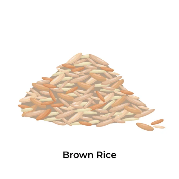 Brown rice. Vector stock illustration isolated on white background for packaging, menu design Asian cuisine. Realistic traditional dish in cartoon style. EPS10 — Stock Vector