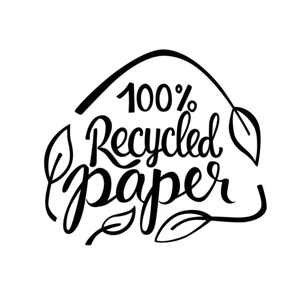 Återvunnet papper - miljöförpackningar bokstäver. Vektor stock illustration isolerad på vit bakgrund för etikett, inslagning, förpackning. EPS10 — Stock vektor
