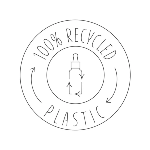 Butelka z tworzywa sztucznego z recyklingu - ikona opakowania ekologicznego. Ilustracja wektorowa na białym tle do etykietowania, owijania, pakowania. Edytowalny udar. EPS10 — Wektor stockowy