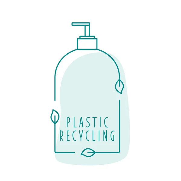 Gerecycled cosmetische plastic fles - eco verpakking pictogram. Vector stock illustratie geïsoleerd op witte achtergrond voor label, verpakking, verpakking. Bewerkbare beroerte. EPS10 — Stockvector