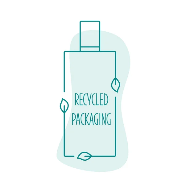 Gerecycleerde verpakking voor eco cosmetische plastic fles icoon. Vector stock illustratie geïsoleerd op witte achtergrond voor label, verpakking, verpakking. Bewerkbare beroerte. EPS10 — Stockvector