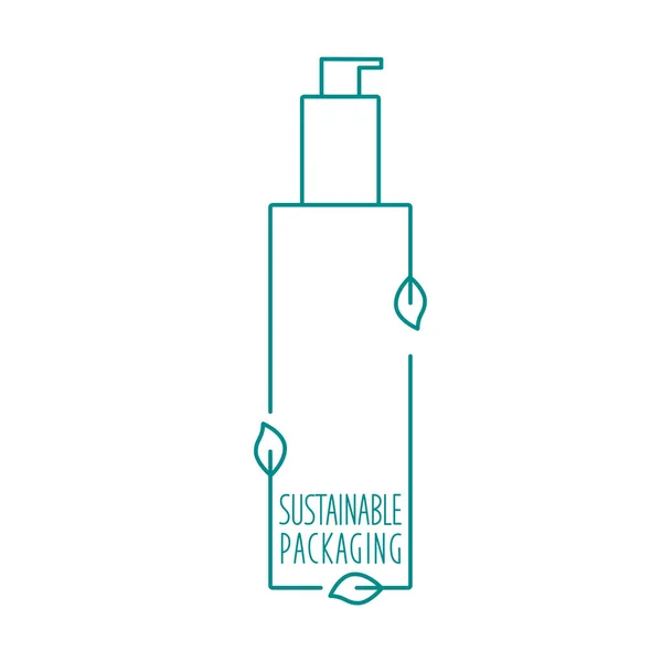 Återvunnen kosmetisk plastflaska - hållbar förpackning ikon. Vektor stock illustration isolerad på vit bakgrund för etikett, inslagning, förpackning. Redigerbar stroke. EPS10 — Stock vektor