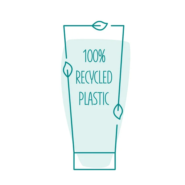 Imballaggio riciclato per icona di plastica ecologica cosmetica. Illustrazione del titolo vettoriale isolata su sfondo bianco per etichetta, imballaggio, confezione. Ictus modificabile. EPS10 — Vettoriale Stock