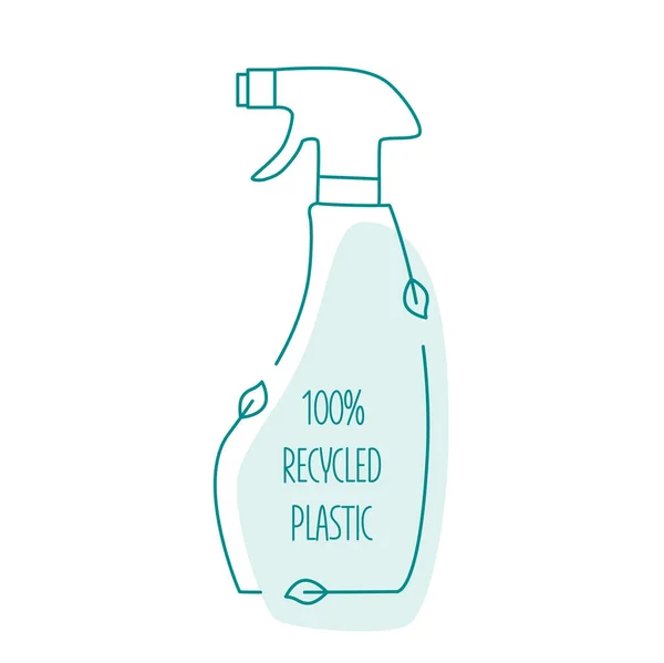 Recykling plastikowej butelki czyszczącej i ikony recyklingu śmieci koncepcji sortowania odpadów. Edytowalny udar. Ilustracja wektora na białym tle do druku logo opakowania. EPS10 — Wektor stockowy