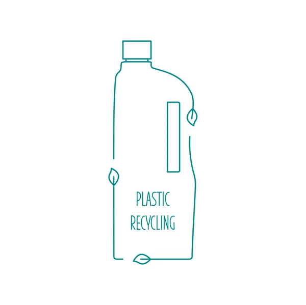 Fabriqué à partir de plastique recyclé - nettoyage icône bouteille concept de tri des déchets. Course modifiable. Illustration vectorielle isolée sur fond blanc pour imprimer le logo de l'emballage. PSE10 — Image vectorielle