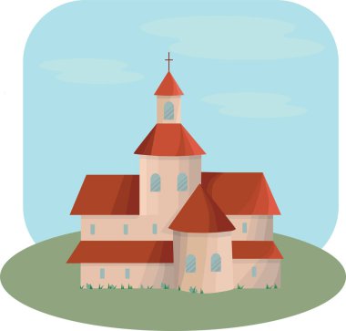 Kilise, manastır, manastır, templom - tasarım endüstrisi için vektör stok çizimi. EPS10