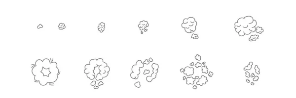 Visão superior sprite explosão conjunto de curso editável. ilustração estoque vetorial isolado em fundo branco para animação desenho gráfico movimento cômico. EPS10 — Vetor de Stock