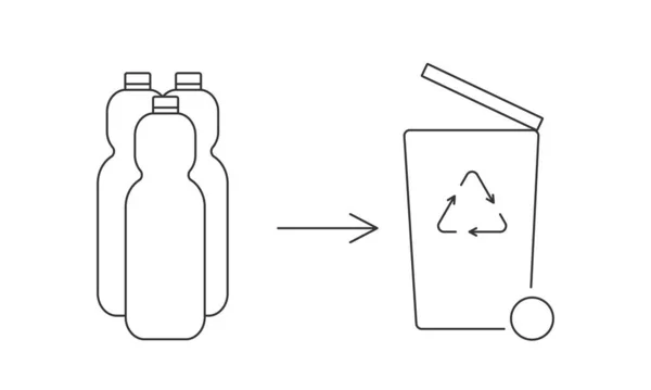 Recycle bottle and garbage recycling icon concept of waste sorting. Editable stroke. Vector stock illustration isolated on white background for packaging logo print. EPS10 — стоковый вектор