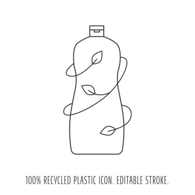 Geri dönüşümlü plastik temizleme şişesi ikon konsepti atık ayıklama. Düzenlenebilir felç. Vektör stok çizimi ambalaj logosu baskısı için beyaz arkaplanda izole edildi. EPS10 