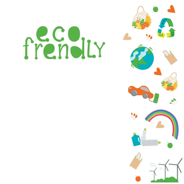 Eco frendly concept. Hand drawing eco flyer isolated on white background. Vector stock illustration. — 스톡 벡터