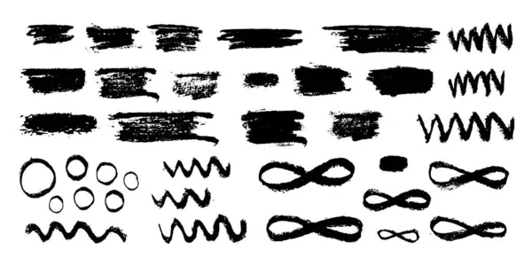 Pincel curso conjunto de símbolo abstrato. Ilustração vetorial desenhada à mão isolada sobre fundo branco. EPS10 — Vetor de Stock