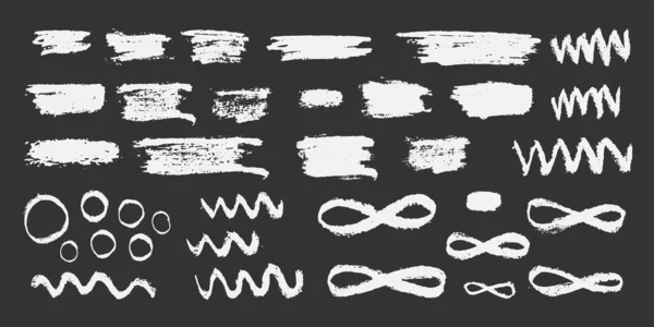 Набор Абстрактных Символов Мазка Ручная Рисованная Векторная Иллюстрация Фоне Черной — стоковый вектор